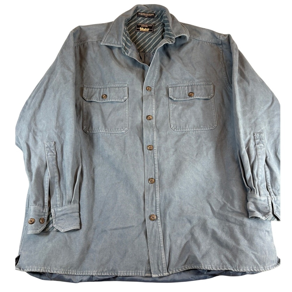 Vintage Levis Shirt Mens Large Blue Button Up Lined Shacket Utility Workwear L